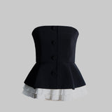 Pleated lace layered bustier