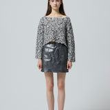 bijou button bubble cropped knit