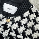 leather combination tweed blouson