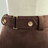 Suede Front-Belt Culottes