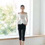 Lace Open Shoulder Peplum Tops