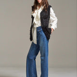 flower spangle tweed gilet