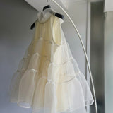 Back Ribbon Organdy Tops