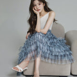 Check Pleats Ruffle Skirt
