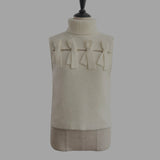 sleeve less ribbon slit knit