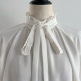 【即納】Soft Bow Frill Blouse