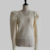 sh power shoulder knit tops