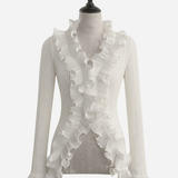 Wave Pleated Ruffle Knit Top