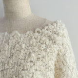 bijou button bubble cropped knit