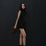 sleeve less ribbon slit knit