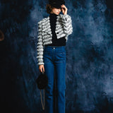 fur line tweed jacket