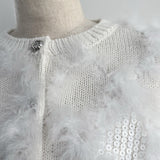 feather fur cardigan