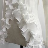 Wave Pleated Ruffle Knit Top