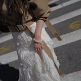 Flower Embroidery Ruffle Skirt