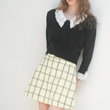 lace collar knit tops