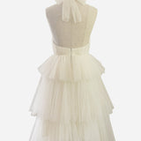 Tiered Tulle Back Ribbon Dress