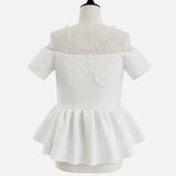 Lace Open Shoulder Peplum Tops