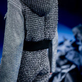 4way shiny tweed padded down jacket