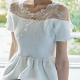 Lace Open Shoulder Peplum Tops