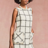 Window Check Tweed Mini Dress