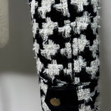 leather combination tweed blouson