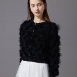 feather fur cardigan