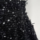 flower spangle tweed hem short pants