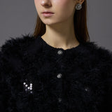 feather fur cardigan