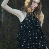 candy check tweed ruffle frill tops