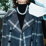 big check BISHU pure wool coat