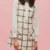 【即納】Window Check Tweed Mini Dress