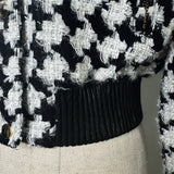 leather combination tweed blouson