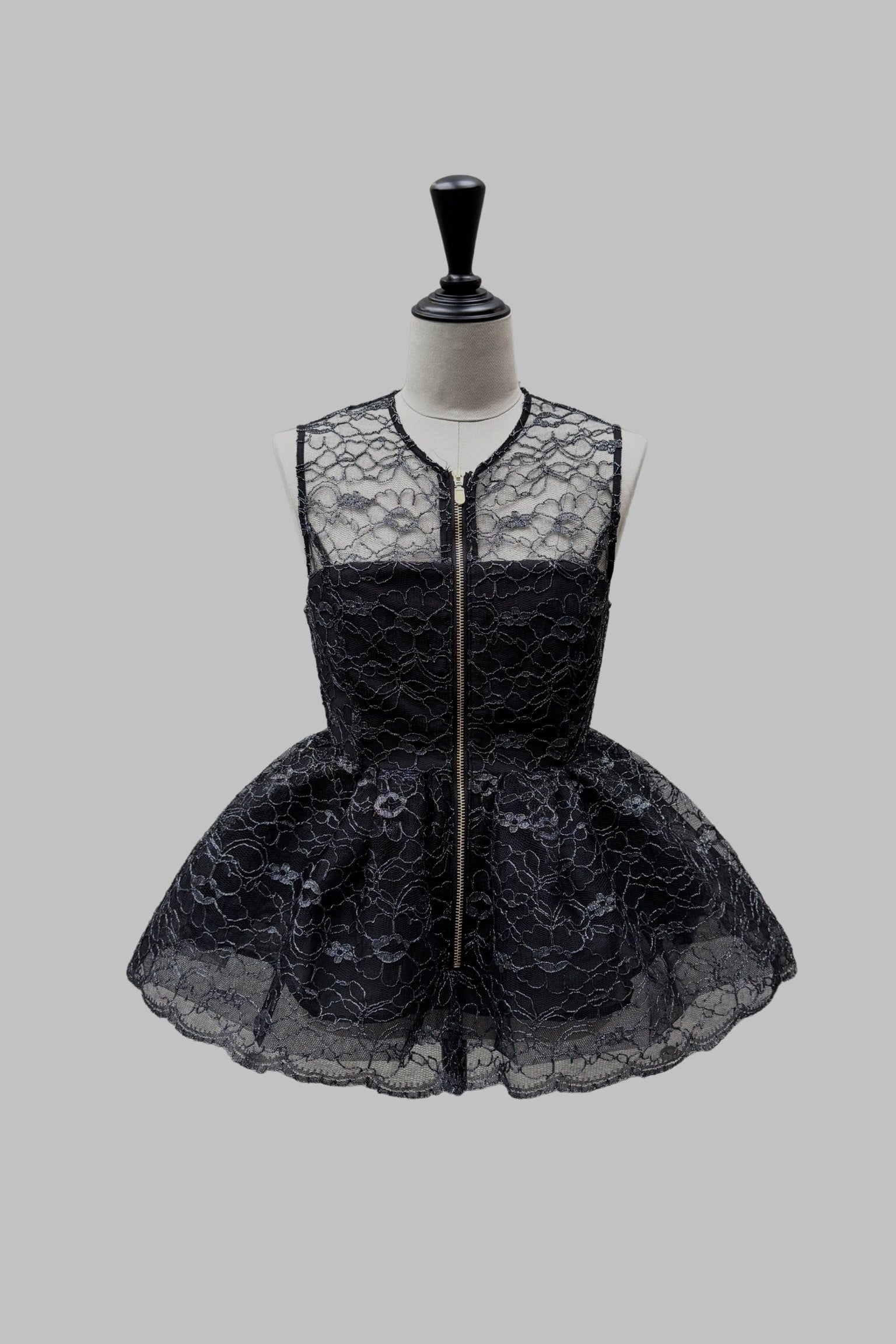flower lace glitter peplum tops – shéller / シェリエ