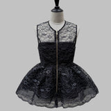 flower lace glitter peplum tops