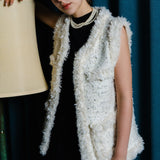 flower spangle tweed gilet