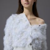 feather fur cardigan