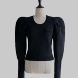 sh power shoulder knit tops