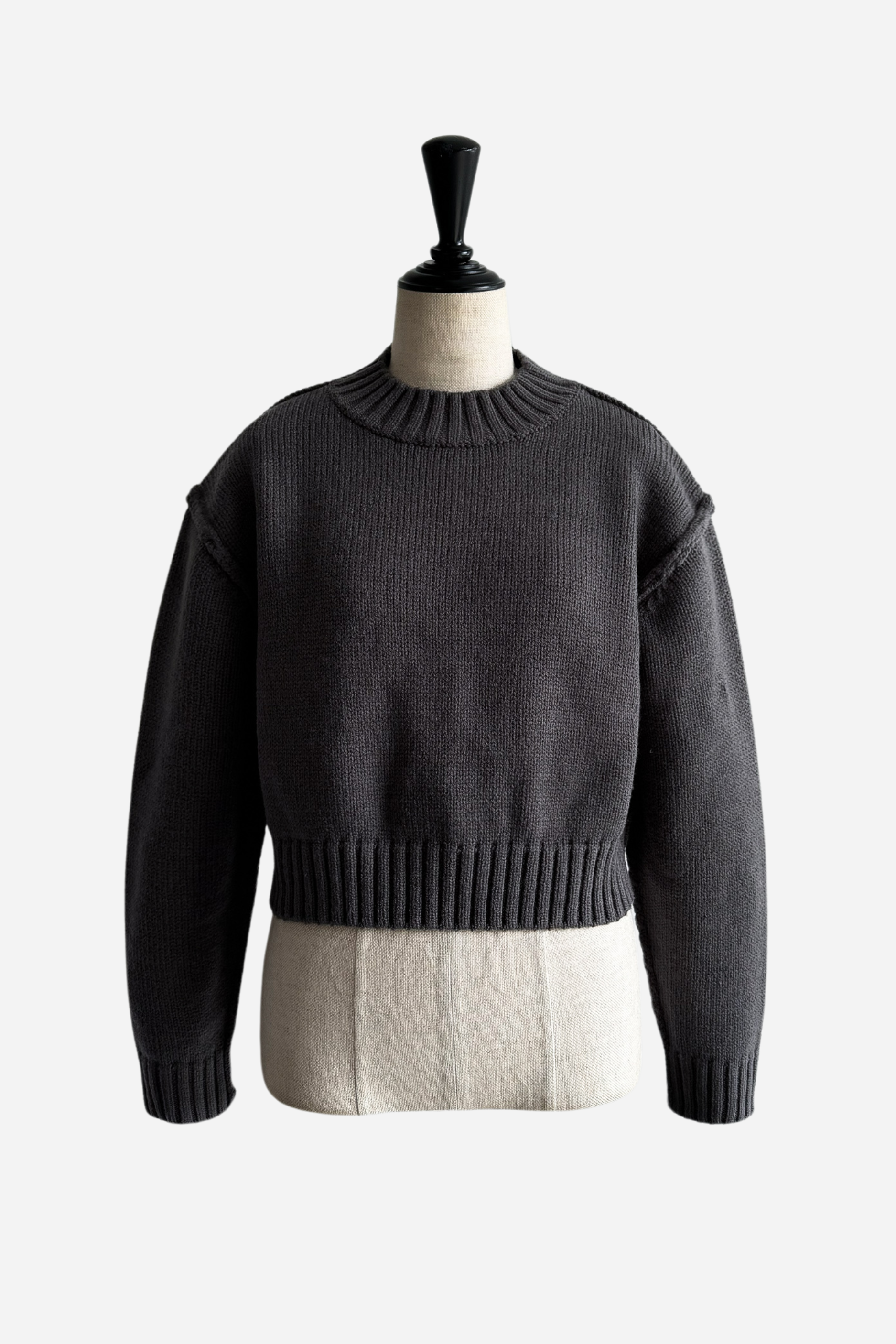 k*o様 sheller シェリエ ステッチチェックウールニット ブラック KNIT – shéller / シェリエ
