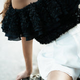3D flower ruffle tops
