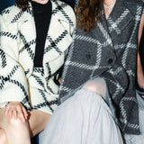 big check BISHU pure wool coat