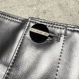 silver leather mini skirt