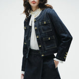 OKAYAMA Gold Button Denim Wrap Culottes
