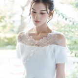 Lace Open Shoulder Peplum Tops