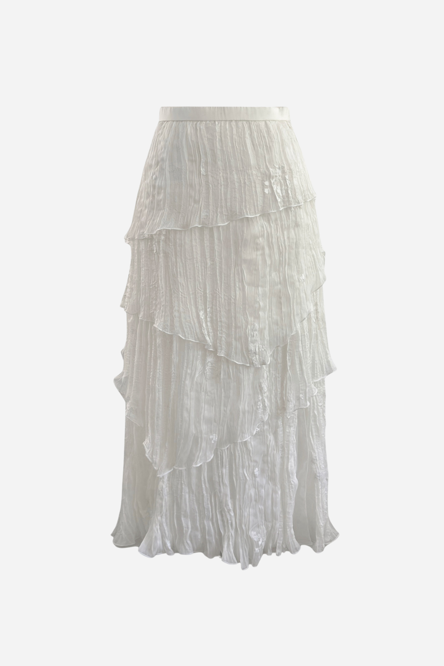 Flower Embroidery Ruffle Skirt