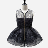 flower lace glitter peplum tops