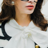 Bow Docking Sleeve Less Knit Tops