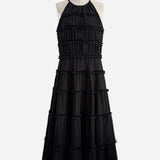 2way lace stripe long dress