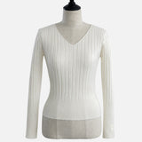 Basic Long Sleeve V Neck Knit