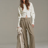 Flap Pocket Tuck Wide Pants