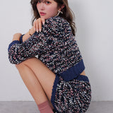cardigan en tricot tweed bicolore